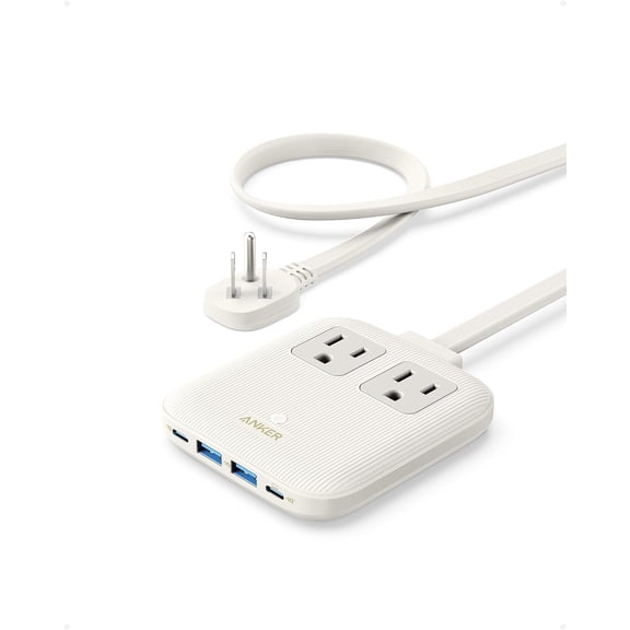 Anker Nano Charging Station(67W Max), 6-in-1 USB-C Power Strip Compatible for iPhone 16/15&MacBook, with Flat Plug and 5ft Thin Undetachable Extension Cord, 2 AC, 2 USB-A, 2 USB-C, for Home & Office