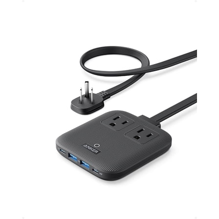 Anker Nano Charging Station(67W Max), 6-in-1 USB-C Power Strip Compatible for iPhone 16/15 and MacBook, with Flat Plug and 5ft Thin Undetachable Extension Cord,2 AC,2 USB-A,2 USB-C, for Home&Office