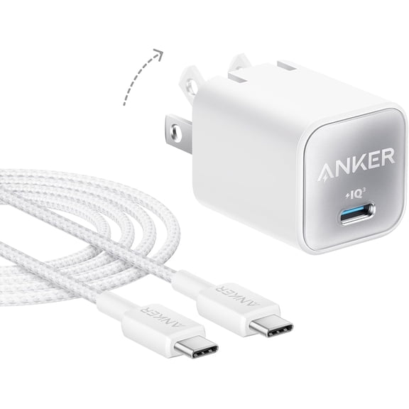Anker Nano Phone Charger, 30W Portble and Foldable USB C GaN Charger | Compatible for iPhone 17/17 Plus/17 Pro Max/16/16 Plus/16 Pro Max/15 Pro Max, Galaxy, iPad, and MagSafe-Compatible Accessories