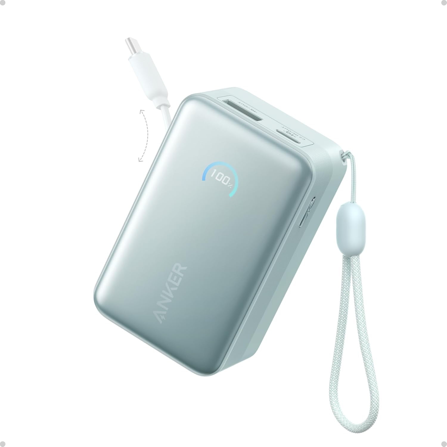 Anker Nano Power Bank, 10,000mAh Portable Charger with 2.3 ft