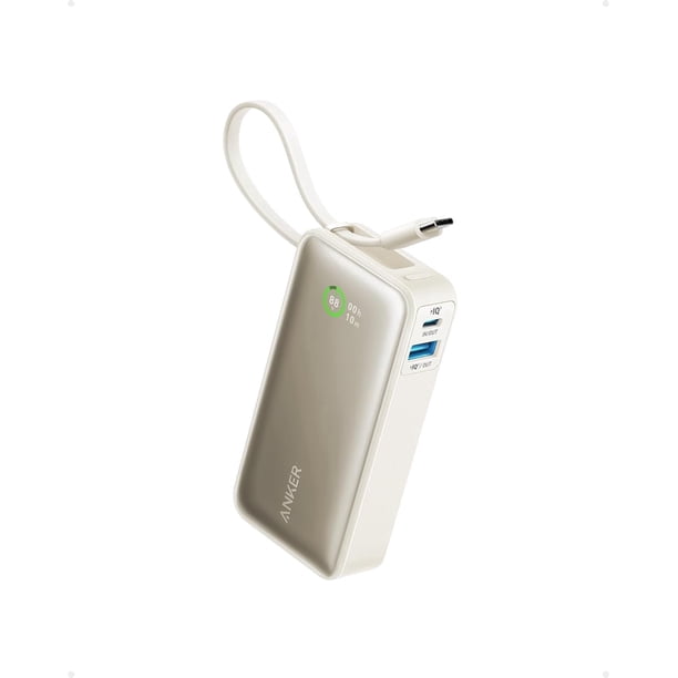 Anker Nano Power Bank (30W, Built-In USB-C Cable) Shell White