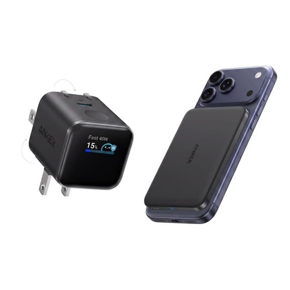 Anker Nano Power Bank (5K, MagGo, Slim) + Anker Nano Charger (45W, Smart Display, 180 Foldable)