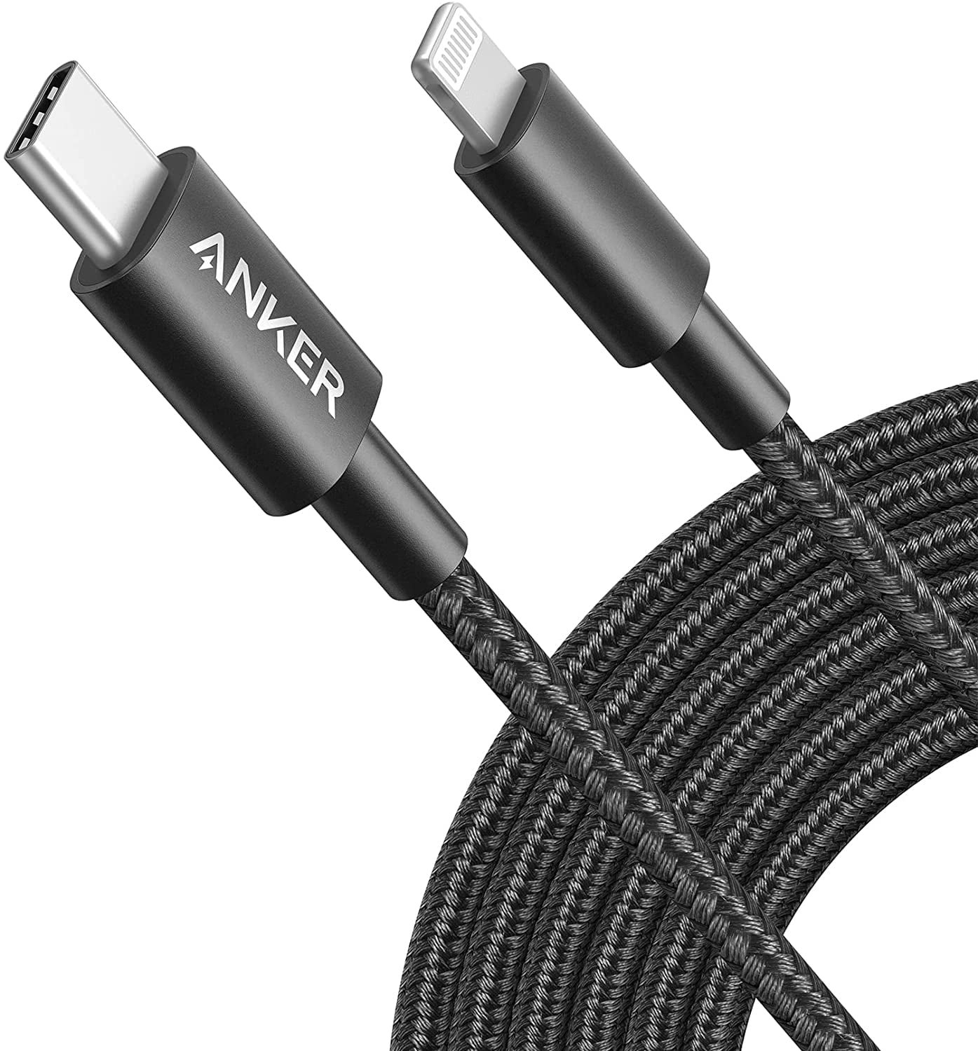 Anker New Nylon USB-C to Lightning Charging Cord 10ft MFi Certified,  Supports Power Delivery, Black