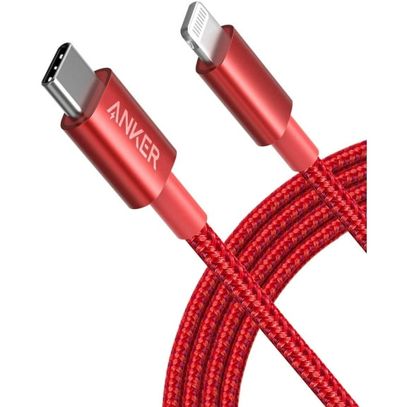 Anker New Nylon USB-C to Lightning Charging Cord 6ft MFi Certified Supports Power Delivery, Red