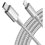 Anker New Nylon USB-C to Lightning Charging Cord 6ft MFi Certified, Supports Power Delivery, Silver