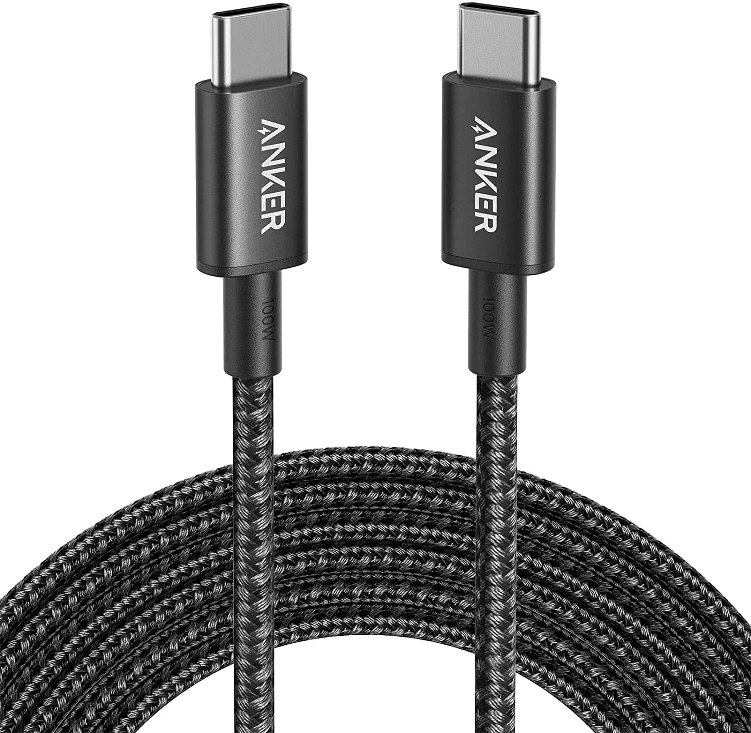 Anker New Nylon USB C to USB C Cable 100W Fast Charge, Heavy Duty, 10ft,  Black