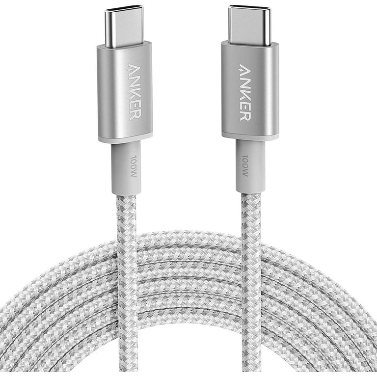 Anker New Nylon USB C to USB C Cable 100W Fast Charge, Heavy Duty, 10ft,  Silver 