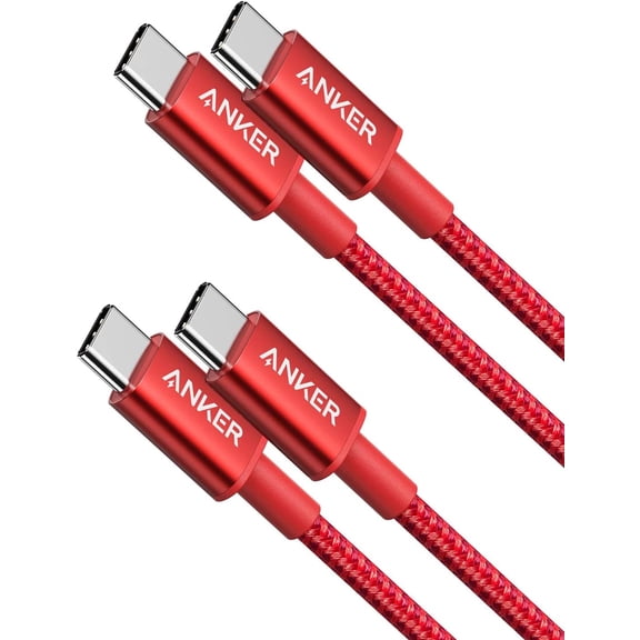 2 Pack Anker New Nylon 60W USB C PD Fast Charging Cable, Compatible for iPhone 17 Series, iPad mini 6 and More (Red)