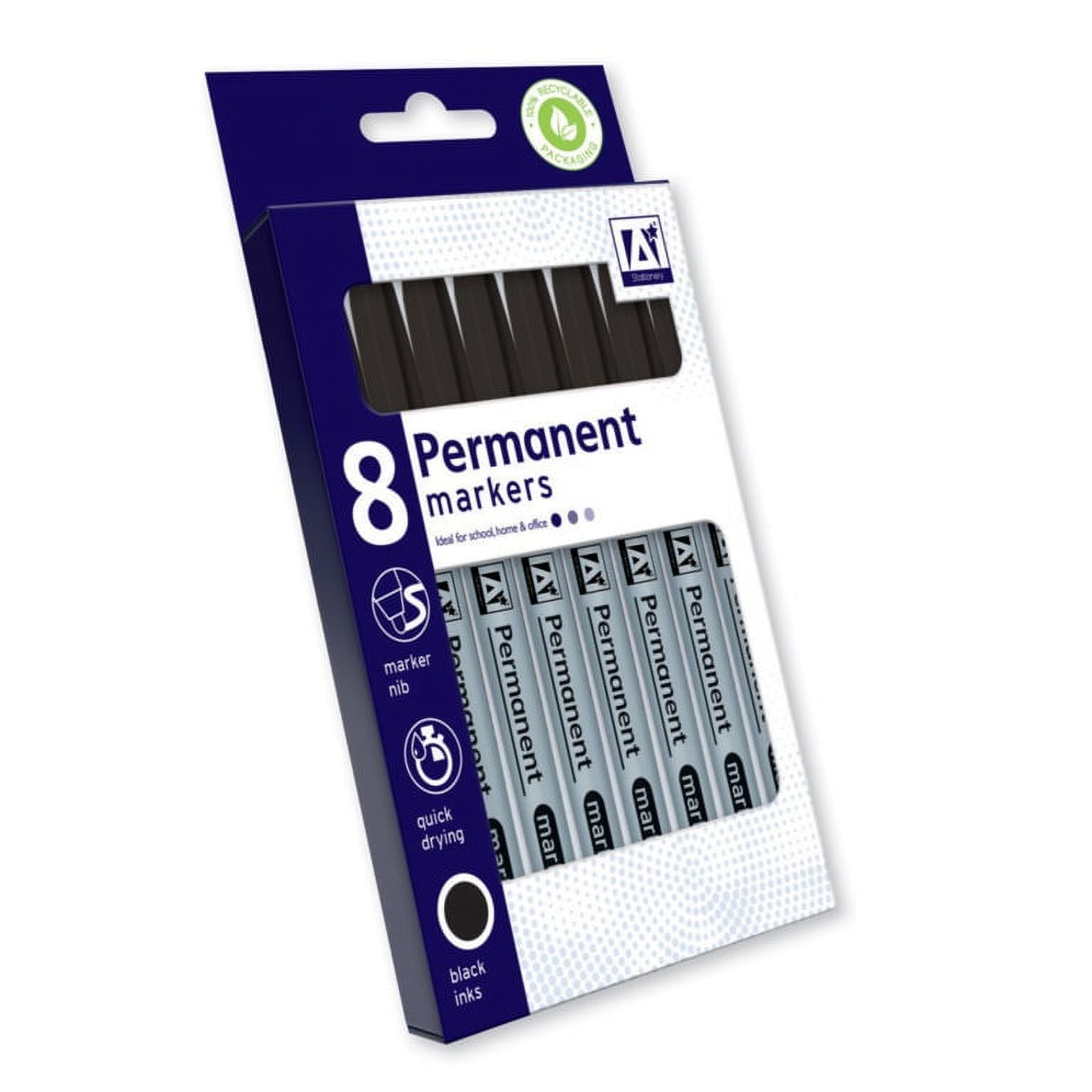 Anker Black Coloured Jumbo Permanent Marker Pen Set 4 8 Pack