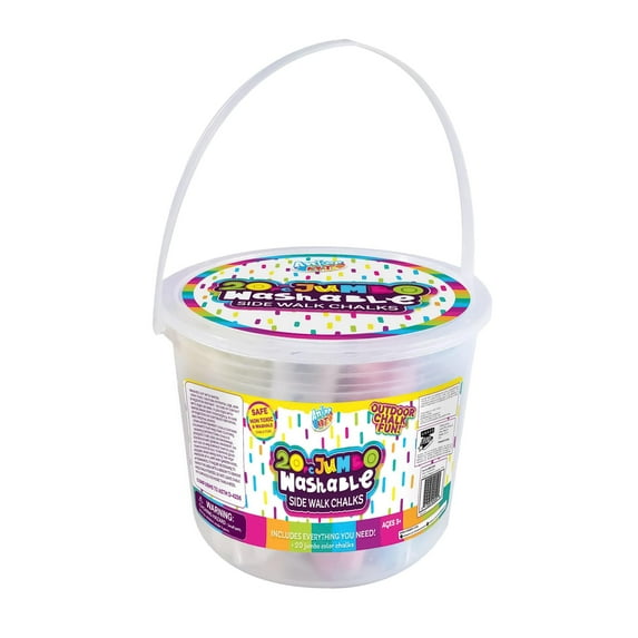 Anker Play Jumbo Washable Sidewalk Chalk Bucket Set, Assorted Colors, 20 Pack