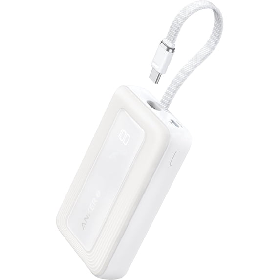 Anker Portable Charger, 10,000mAh 30W Power Bank, USB-C in and Out Fast Charging Battery Pack(White, 10000, Milliamp Hours)