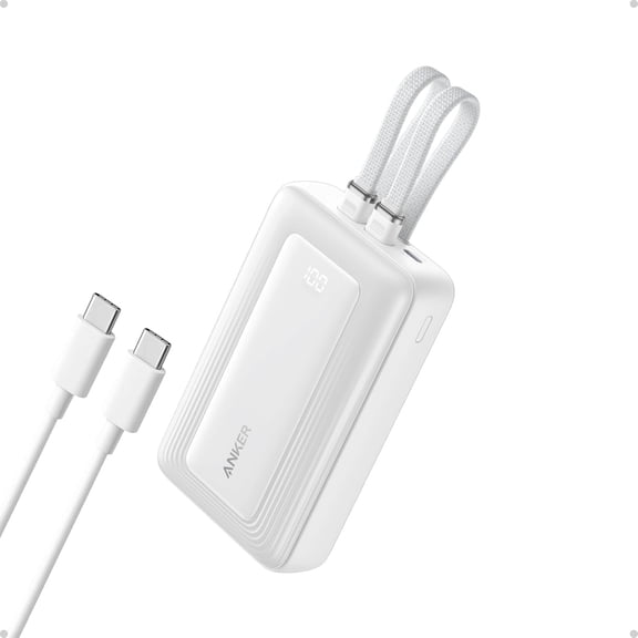 Anker Power Bank, 20,000mAh 30W Max Fast Portable Charger with Built-in USB-C and MFi Certified Lightning Cables, USB-C&A, Battery Pack Compatible for iPhone 17/16/15/14 Series, MacBook, Galaxy