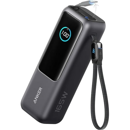 Anker - Laptop Power Bank (25K, 165W, Built-In and Retractable Cables) - Black