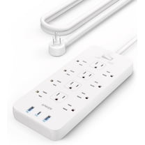 Anker Power Strip with 3 USB Ports, Surge Protector (2100J-5ft), 12 Outlets with 2 USB-A Ports and 1 USB-C Port,Flat Plug, Compatible with iPhone 16/16 Pro/16 Pro Max, for Home,Office, TUV Listed