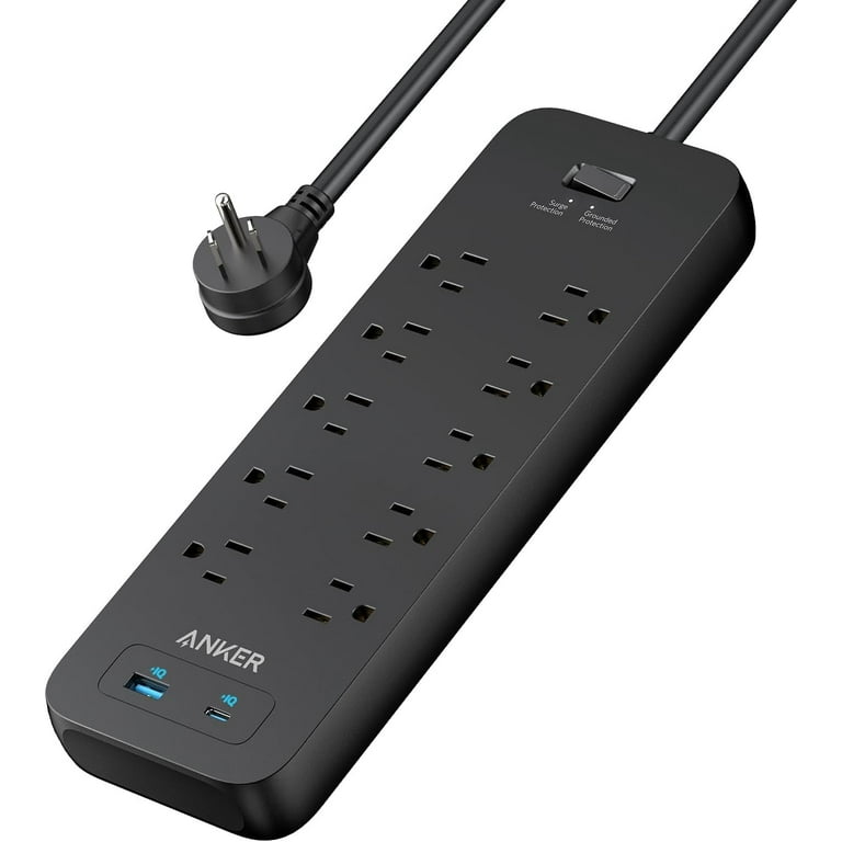 Surge Protector, 8 AC Outlets/2 USB Ports, 6 ft Cord, 2,100 J, White Surge Protector, 8 AC Outlets/2 USB Ports, 6 ft Cord, 2,100 J, White