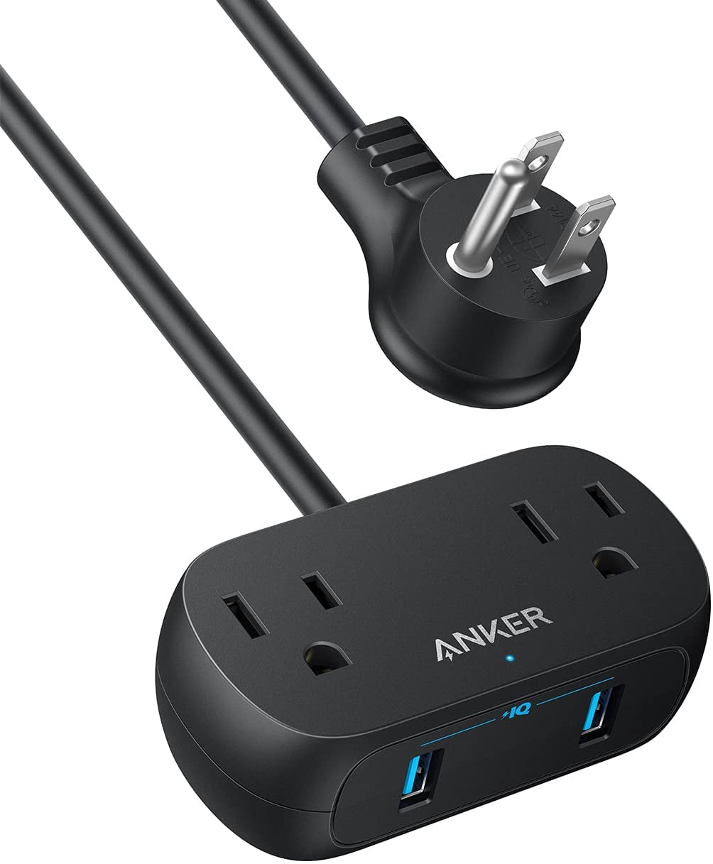 Anker Power Strip with USB PowerExtend USB 2 Mini, 2 Outlets, and 2 USB ...