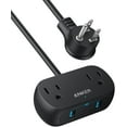 thumbnail image 1 of Anker Power Strip with USB PowerExtend USB 2 Mini, 2 Outlets, and 2 USB Ports, Flat Plug, 8 ft Extension Cord, Black, 1 of 7