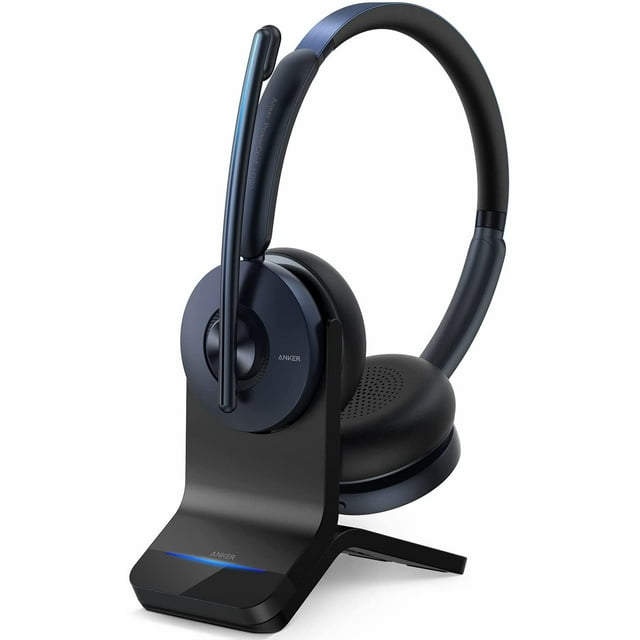 Anker PowerConf H700 Bluetooth Headset with Charging Stand Active Noise Cancelling Office Headphone with Microphone