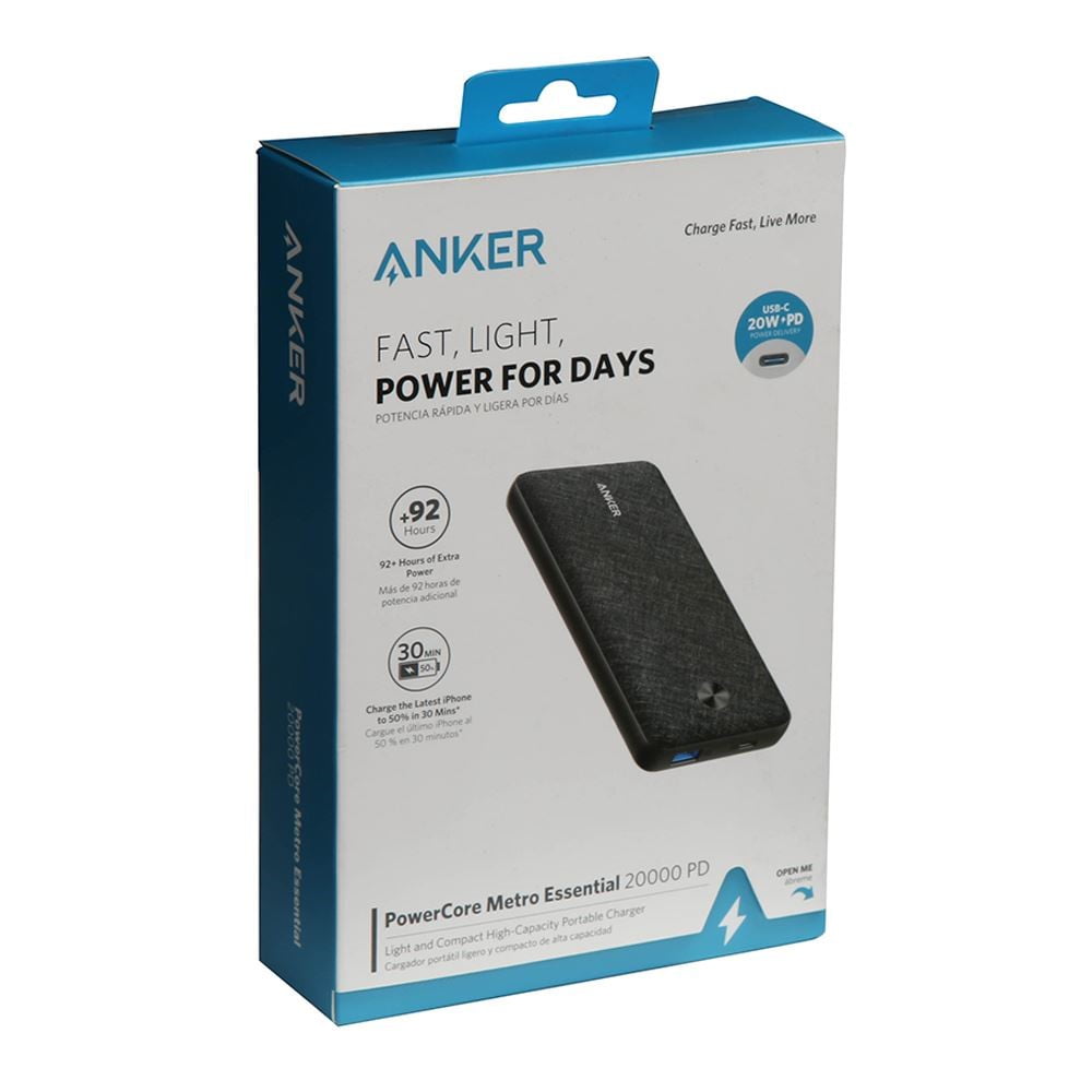 ANKER - POWERCORE METRO ESSENTIAL 20000 MAH USB-C PD PORTABLE CHARGER - BLACK