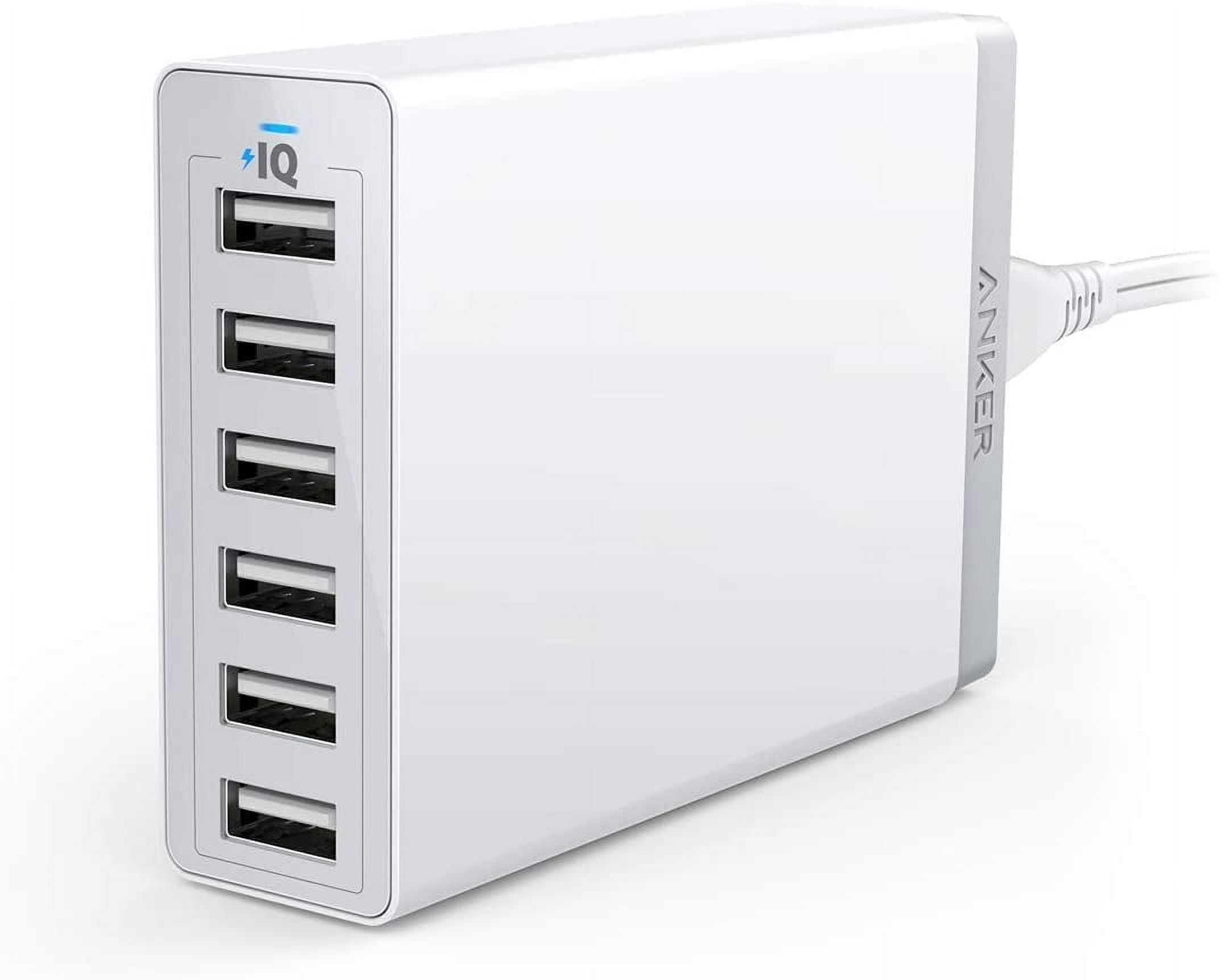Anker PowerPort 6 - Power adapter - 60 Watt - 12 A - 6 output connectors (6 x USB) - white