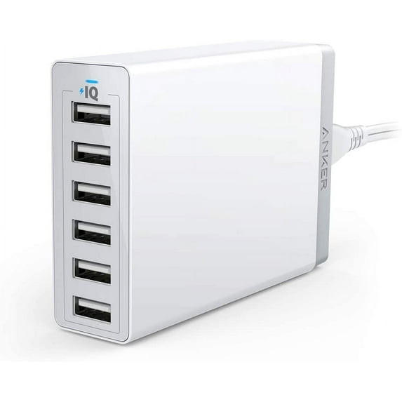 Anker PowerPort 6 - Power adapter - 60 Watt - 12 A - 6 output connectors (6 x USB) - white