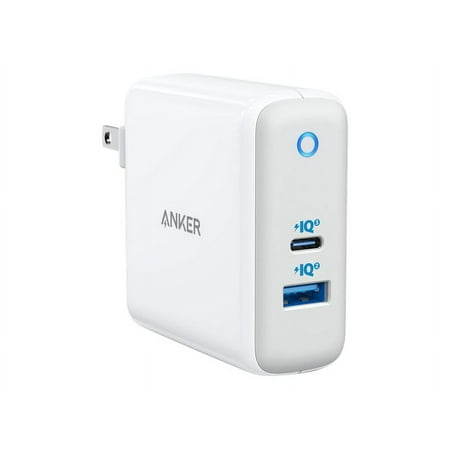 Anker - PowerPort PD 60W GaN Fast Charger and USB-C to C Cable 6ft for Macbook and Mobile Devices - White