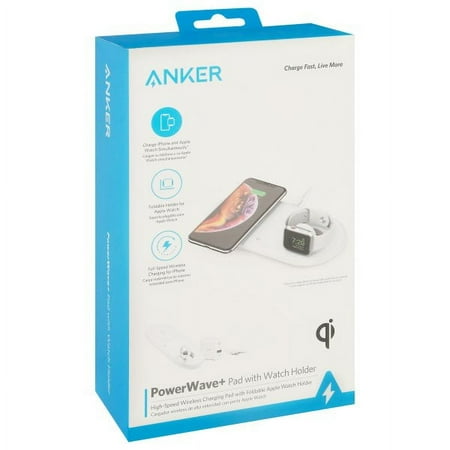 Anker - PowerWave+ Wireless Charging Pad with Watch Holder - White