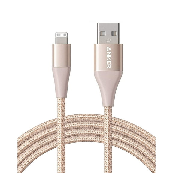 Anker Powerline+ II Braided Nylon Lightning Charging Cable w/Pouch(10ft), MFi Certified,Gold