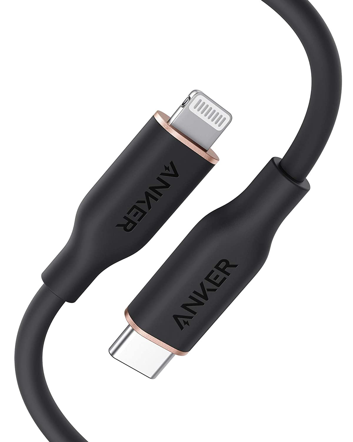 Anker Powerline III Flow USB C Fast PD Charging Cable 3/6ft Silica Gel Lightning Cable [Black]