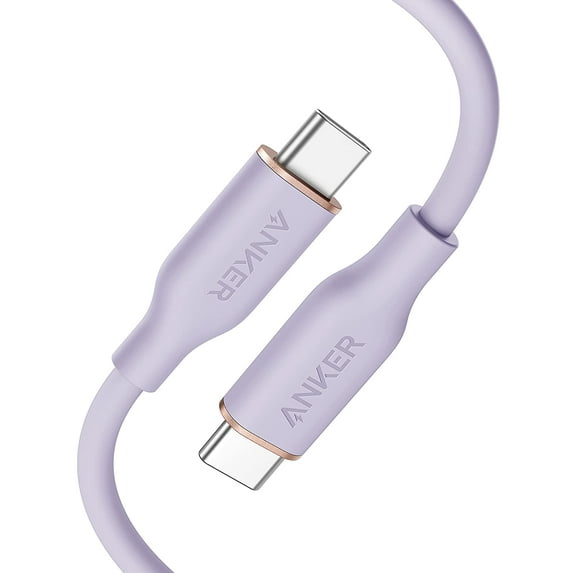 Anker Powerline III Flow, USB C to USB C Cable 100W 3ft, Type C Charging Cable Fast Charge (Lilac Purple)
