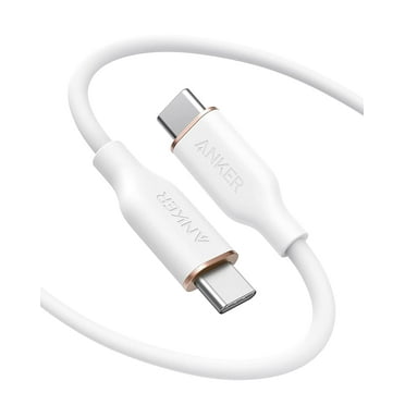 Anker Powerline III Flow, USB C to USB C Cable 100W 6ft, Type C Charging Cable Fast Charge (Cloud White)