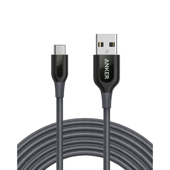 Anker Powerline+ USB-C to USB-A Double-Braided Nylon Fast Charging Cable, 10ft./10' for Samsung Galaxy, Note 8 and More, Gray