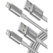 Anker Premium Nylon 6ft Silver Durable Lightning Cable (2 Pack)