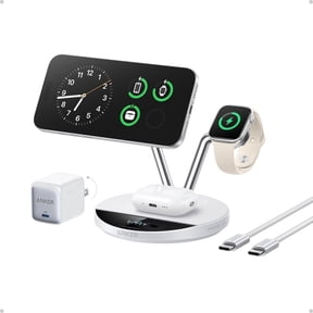Anker Prime 3-in-1 MagSafe-Compatible Charging Station, Qi2 25W Certified Wireless Charger Stand with Smart Display & TEC Active Cooling