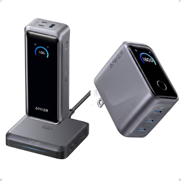 Anker Prime Power Bank (26K, 300W) + Anker Prime Charger (160W, 3 Ports, Smart Display)