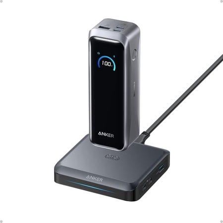 Anker Prime Power Bank and Charging Base, 20,100mAh 220W Max Portable Charger with Base for 6 Devices, Two-Way Charging, TSA-Approved, App Control, compatible for MacBook, iPhone 17 Series, and More