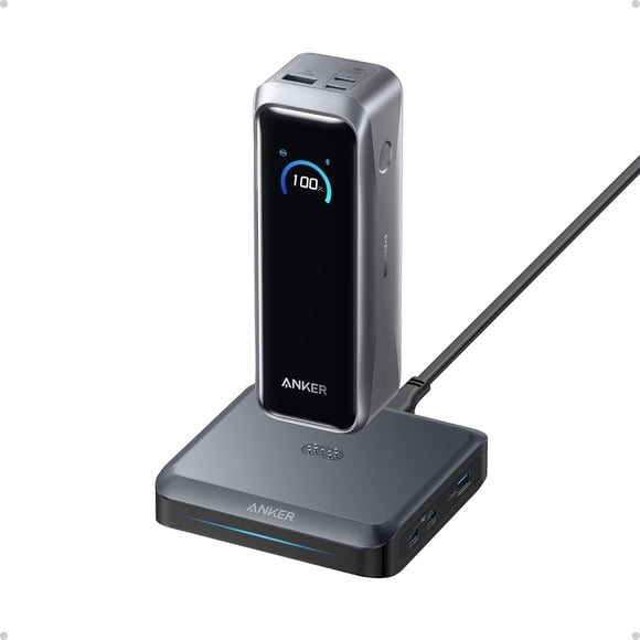 Anker Prime Power Bank and Charging Base, 20,100mAh 220W Max Portable Charger with Base for 6 Devices, Two-Way Charging, TSA-Approved, App Control, compatible for MacBook, iPhone 17 Series, and More