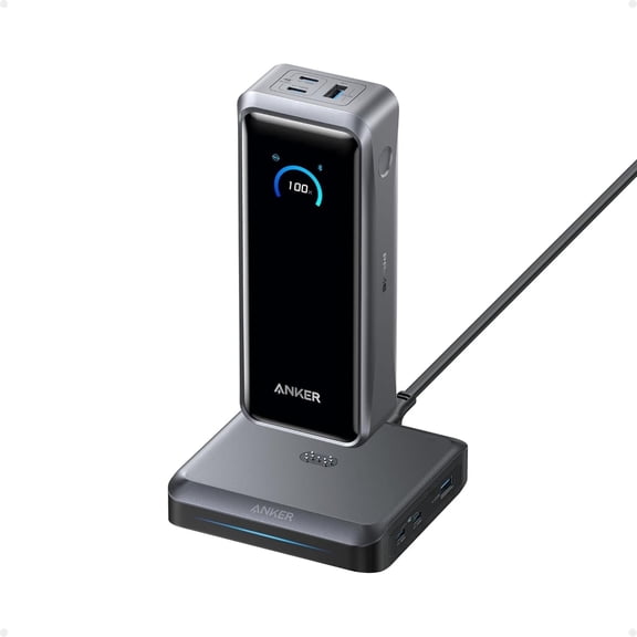 Anker Prime Power Bank and Charging Base, 26,250mAh 300W Max Portable Charger with Base for 6 Devices, Two-Way Charging, TSA-Approved, App Control, compatible for MacBook, iPhone 17 Series, and More