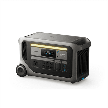 Anker - SOLIX F3000 3,600W Output Push Button Start Battery Generator, 3,072Wh, 2,400W Solar Recharging, For Power Outages (3072 Wh Capacity) - Black