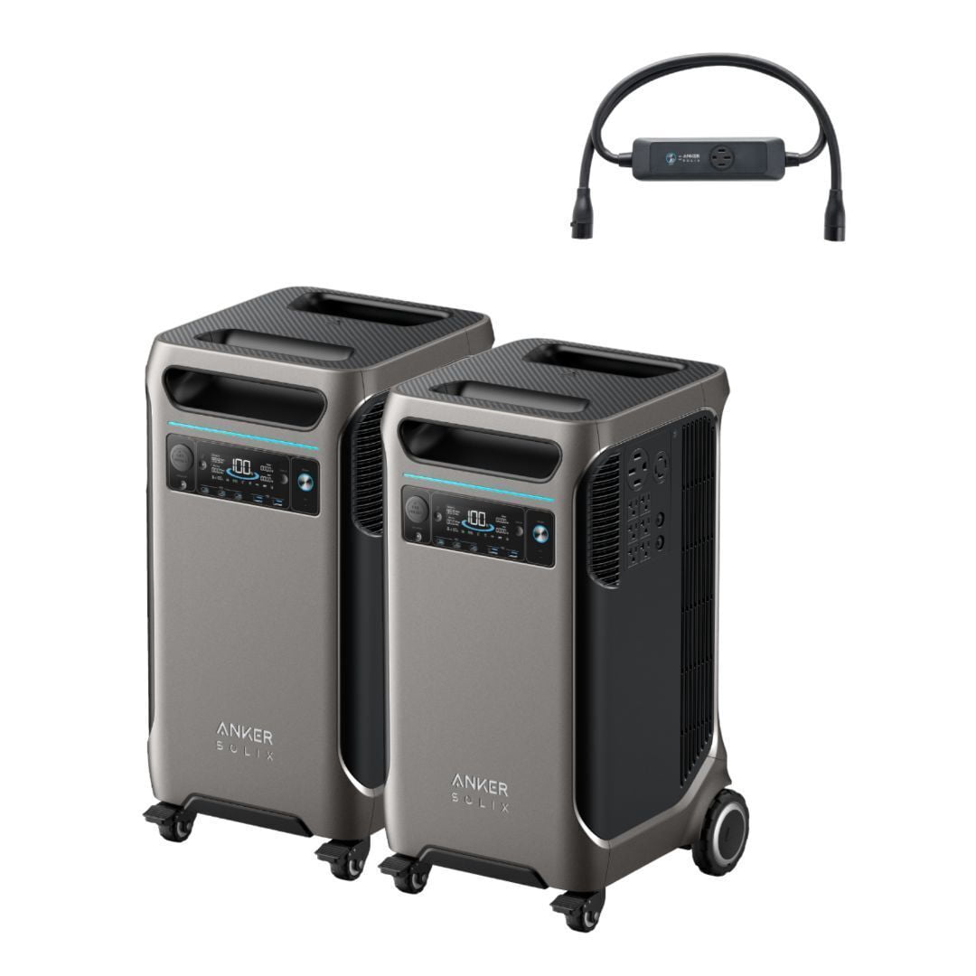 Anker SOLIX F3800 6000W Dual Voltage Portable Power Generator (2-Pack) and Double Power Hub, Expand to 53.8kWh Capacity