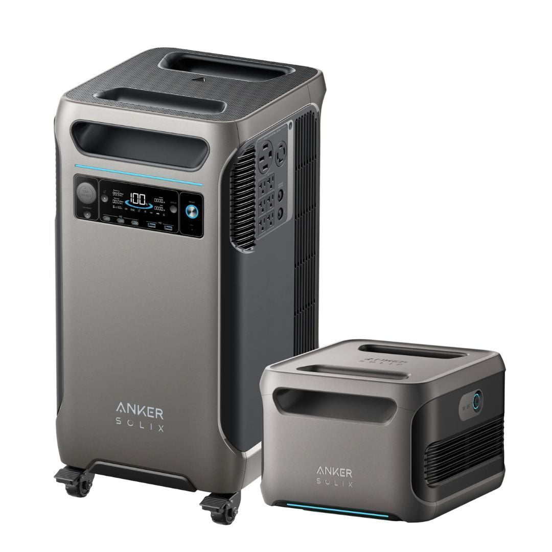 Anker SOLIX F3800 7680Wh 6000W Portable Power Station with Expansion Battery and Dual-Voltage for Home Backup (Black)