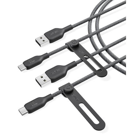 Anker USB C Cable Bio-Briaded [2 Pack, 6ft], Durable USB A to Type C Charger Cable, USB C Charger Cable Fast Charging for Samsung Galaxy Note 10/9/8 S10+/S10/S9+/S9, LG V30 (USB 2.0, Black)