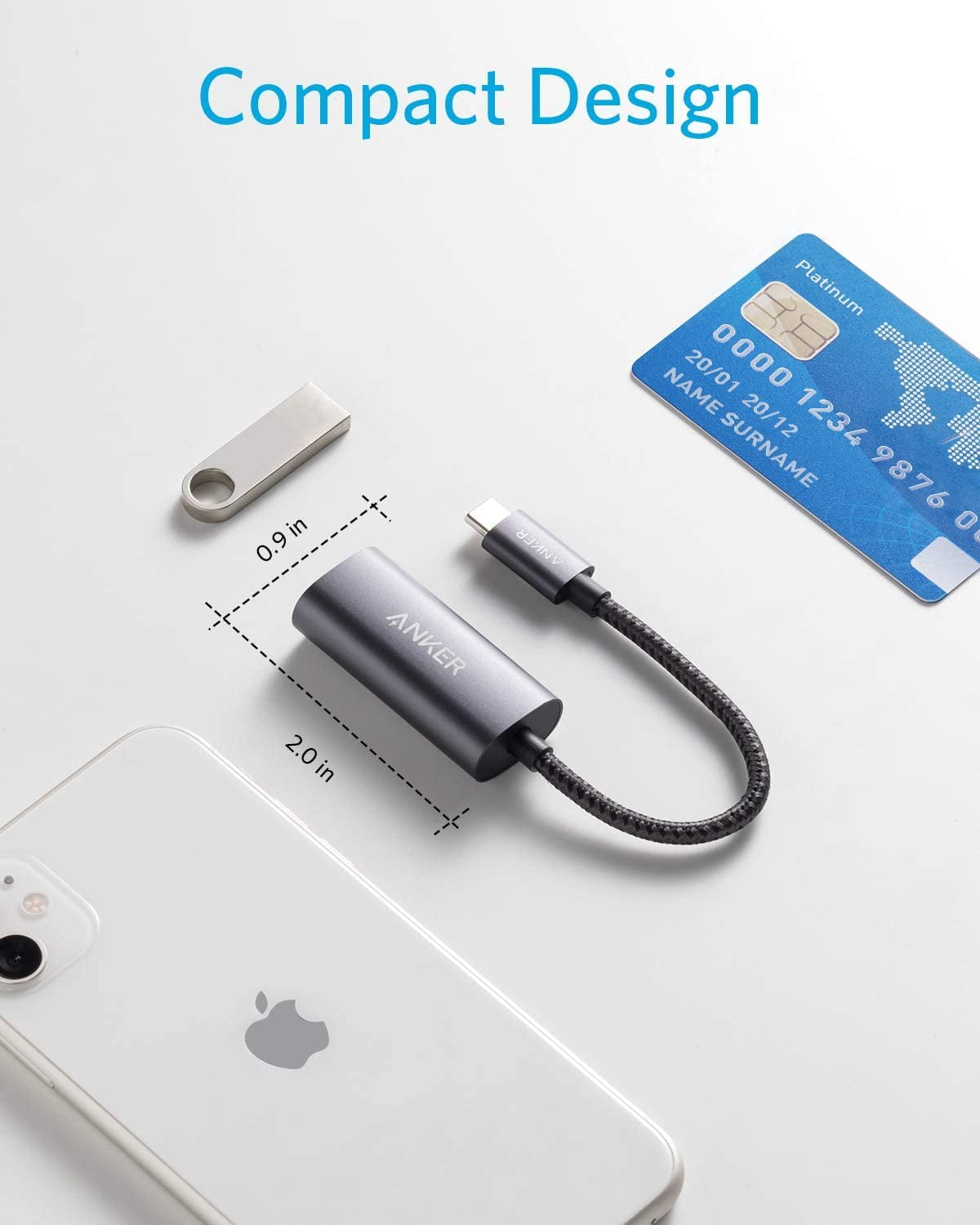 Anker USB C 3.0 to Ethernet Adapter, Portable 1-Gigabit Network Hub