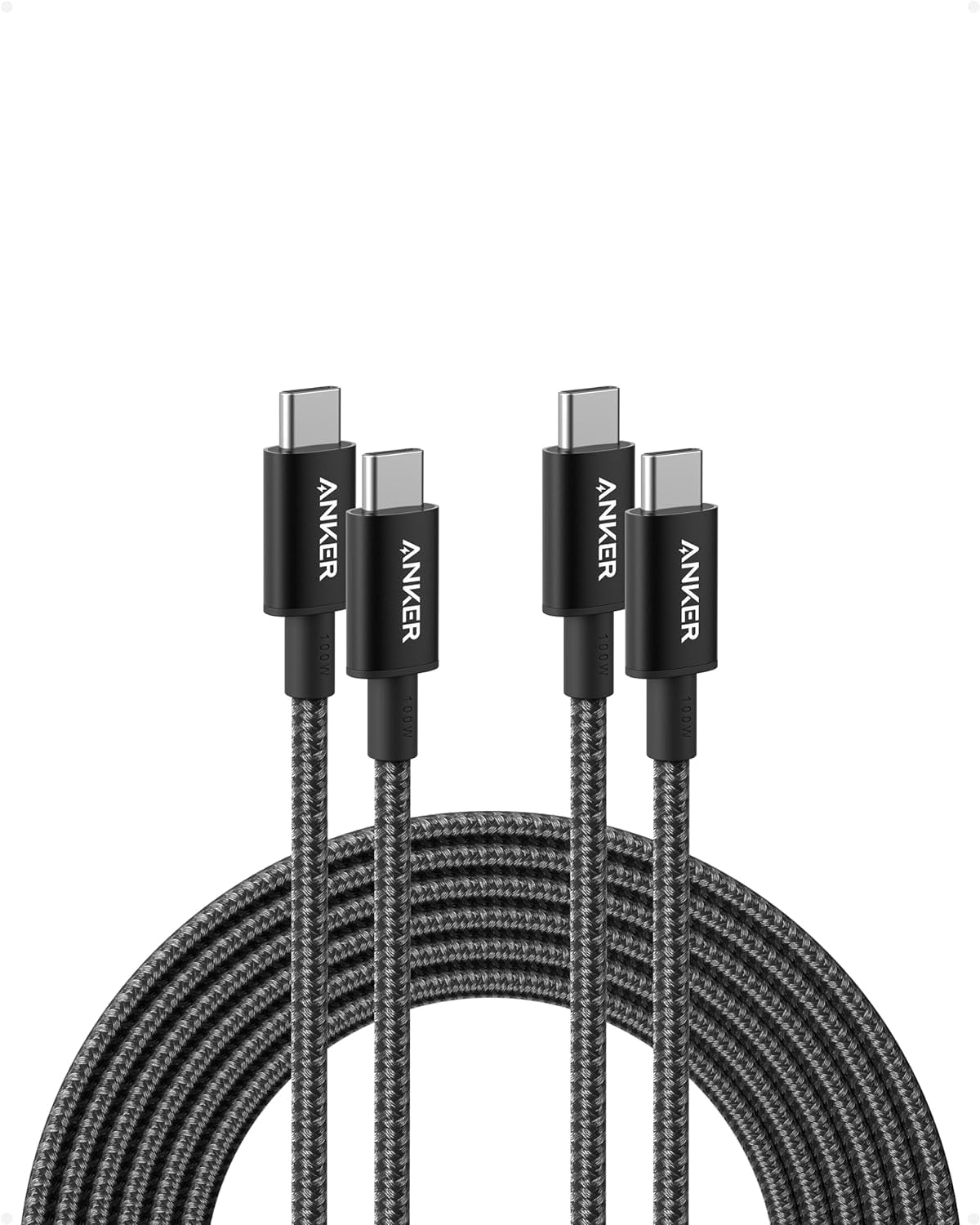 Anker USB C to USB C Cable 100W (10ft, 2pack), New Nylon, Type C Charger Fast Charging