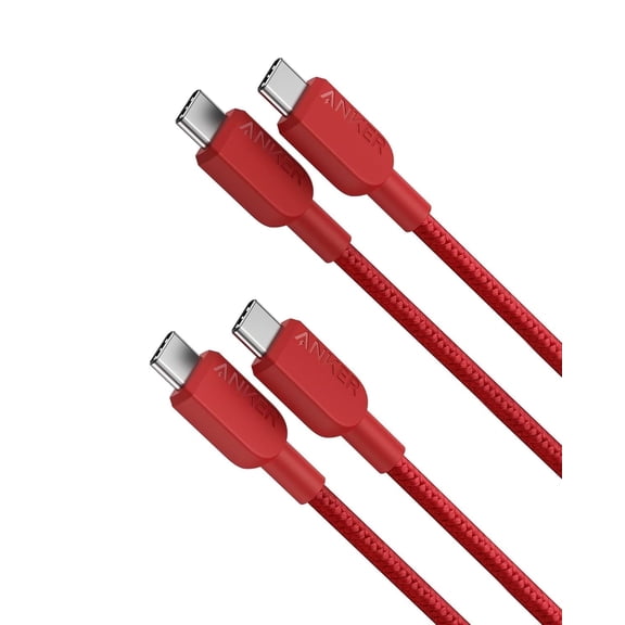 Anker USB C to USB C Cable,Type-C Fast Charging Cord (3FT,2Pack) (Red)