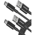 thumbnail image 1 of Anker USB Type C Cable, Anker (2-Pack, 6 Feet) Premium Nylon USB-C to USB-A Fast Charging Type C Cable, for Samsung Galaxy S10 / S9 / S8 / Note 8, LG V20 / G5 / G6 and More (Black), 1 of 7
