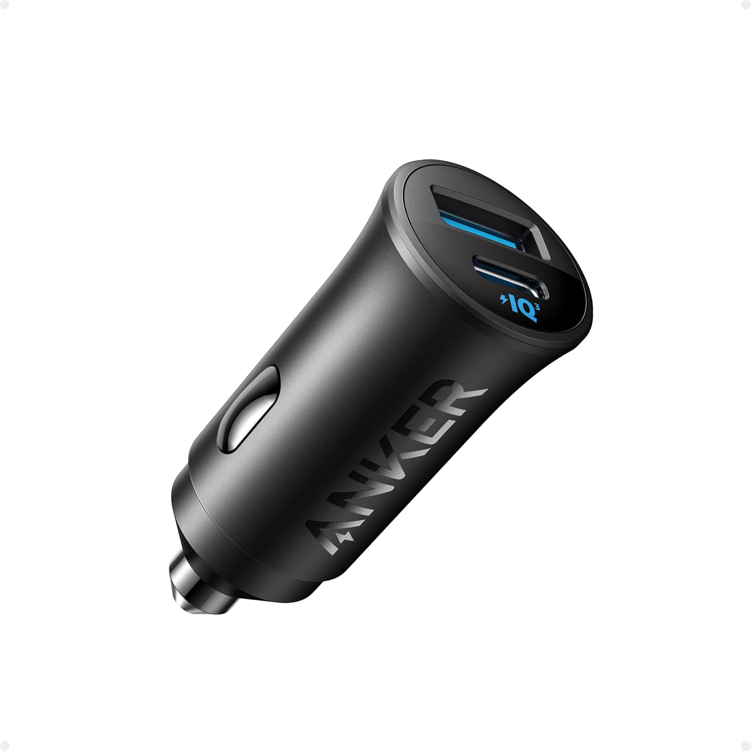 Anker USBC Car Charger, 30W 2Port TypeC Car Adapter, iPhone Car Charger with Power IQ 3.0, for iPhone 17/16/15/14/13 Series, Samsung Galaxy S25/S24/S23/S22/S21 Series, iPad Pro, AirPods, and More