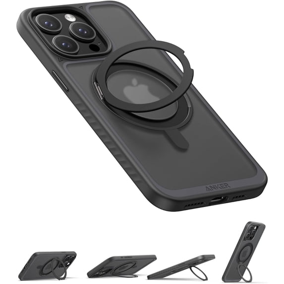 Anker Ultra Magnetic for iPhone 15 Pro Case with Sturdy 360° Ring Stand, Military-Grade Shockproof iPhone 15 Pro Kickstand Compatible with MagSafe(Black)