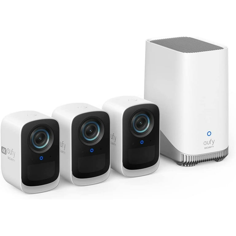 Anker eufy S300 eufyCam 3C 4K Outdoor Wireless Camera Spotlight Color Night Vision 3 Cam Kit White