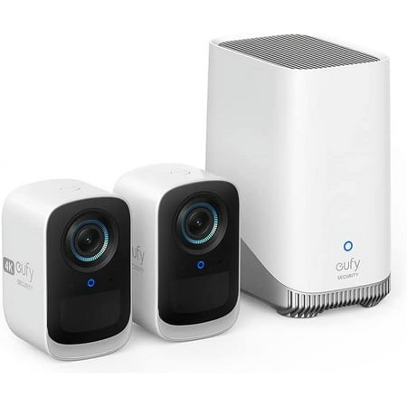 Anker eufy S300 eufyCam 3C, Outdoor Wireless Camera, 4K Camera, Color Night Vision, Spotlight, White, 2-Cam Kit